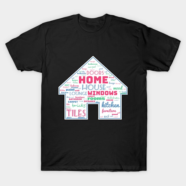 House of words Red Home and Blue House in caps T-Shirt by Blue Butterfly Designs 